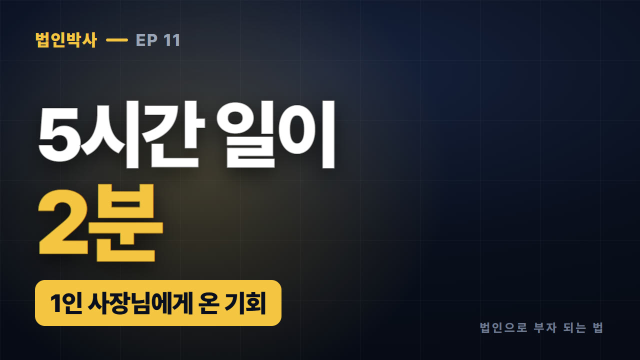 5시간 걸리던 일이 2분이 되면 — 직원 많은 회사보다 1인 사장님이 유리해지는 이유
